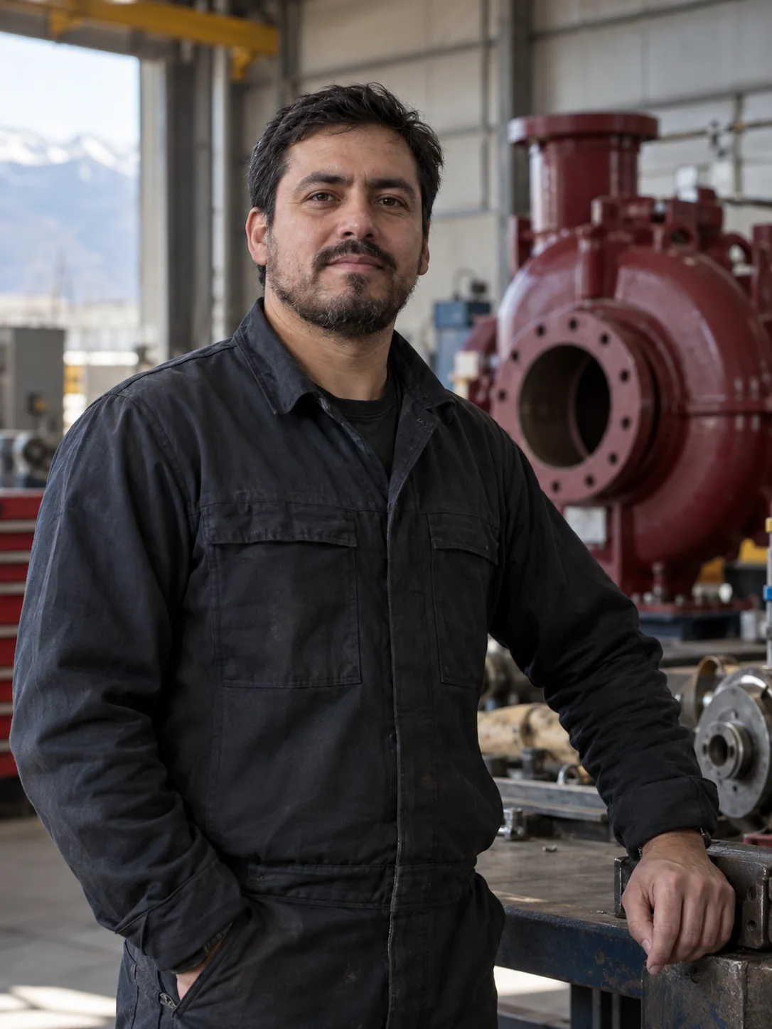Profesional de ingeniería de aplicaciones en un taller de sistemas de bombeo